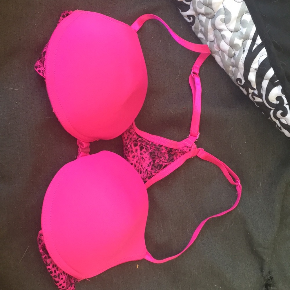 Bright pink bra